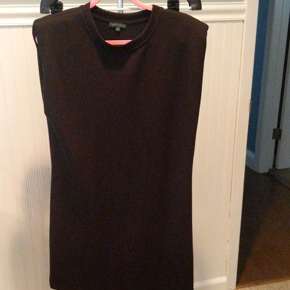 Black mini dress with shoulder pads very stretchy
